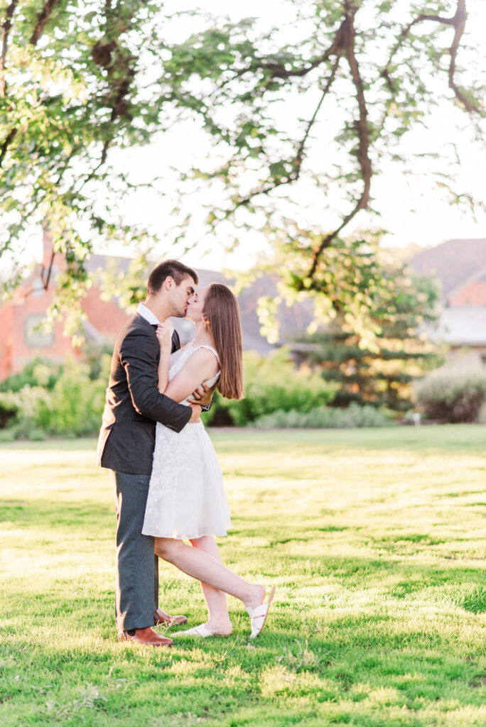 Engagement photos from a Denver photographer in a beautiful garden with Colorado wedding photographer